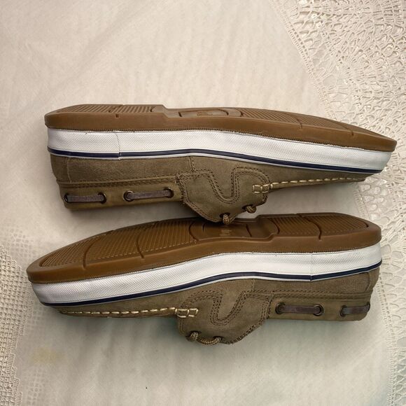 NEWPORTS Boat Shoes Suede Nubuck Lace Up Loafers Rubber Soles Mens 8 Tan Brown - Picture 8 of 8